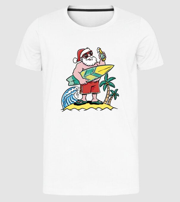 Santa Claus Summer model alb pe tricou