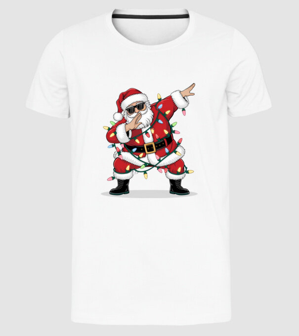 Santa Dab model alb pe tricou