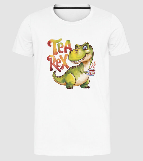 Tea Rex model alb pe tricou