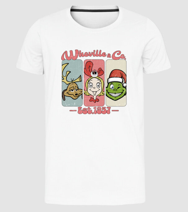 Whoville & Co - Grinch model alb pe tricou