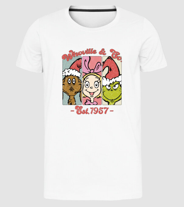 Whoville & Co. - Grinch model alb pe tricou