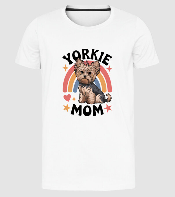 Yorkie Mom Alb model alb pe tricou