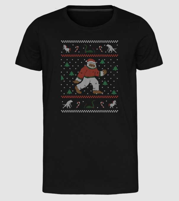 Ugly Sweater Yeti model negru pe tricou