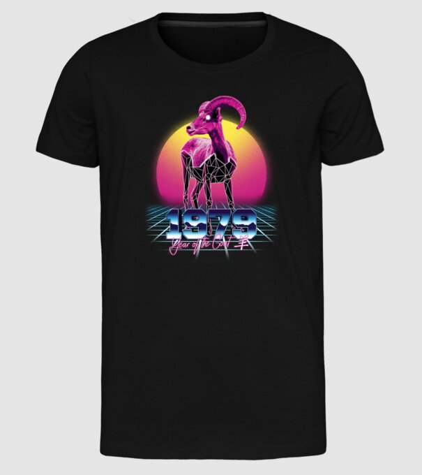 1979 Year of the Goat model negru pe tricou