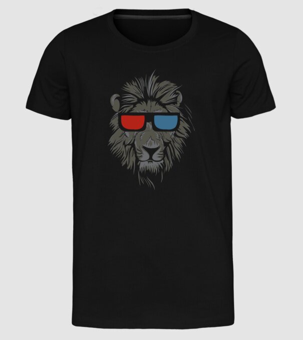 Leu 3d model negru pe tricou