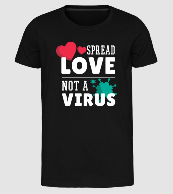 Răspândește dragostea, nu virusul model negru pe tricou