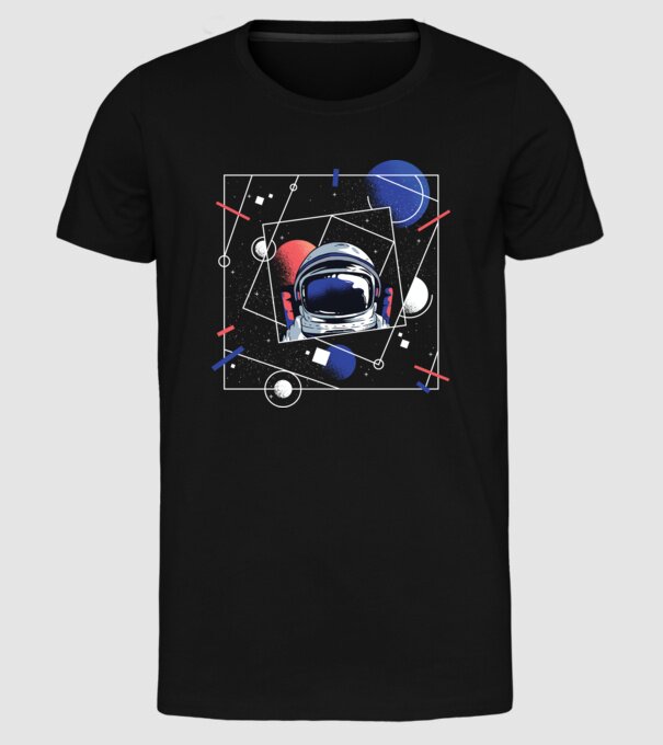 Astronaut univers abstract model negru pe tricou