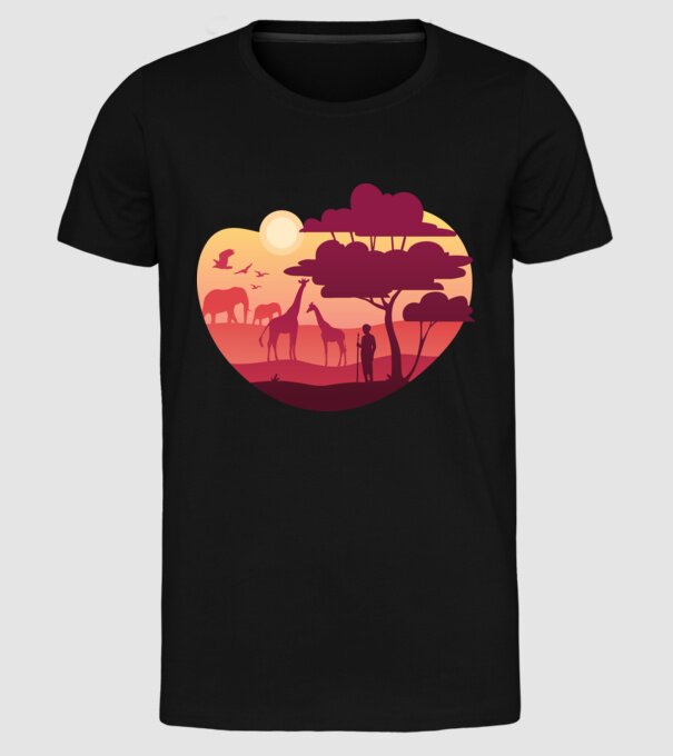 Peisaj african model negru pe tricou