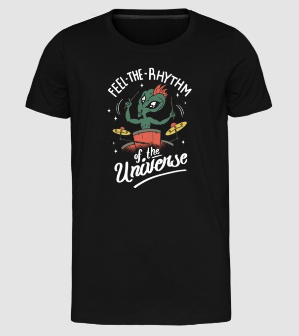 Alien baterist model negru pe tricou