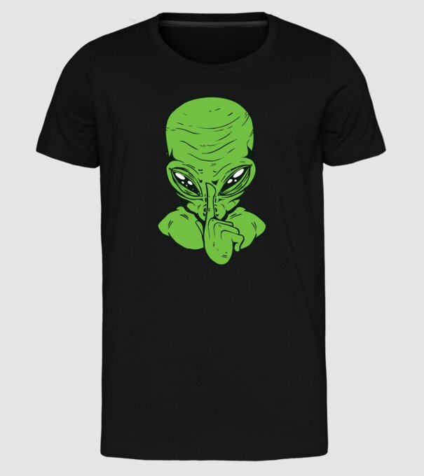 Alien Psst model negru pe tricou