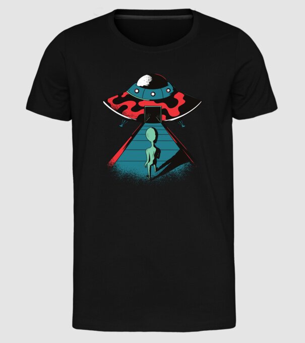 Alien Ufo model negru pe tricou