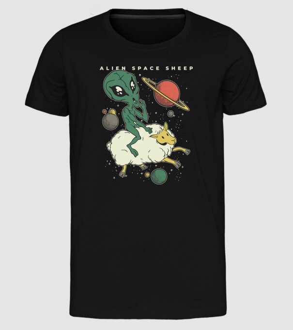Alien În spațiu model negru pe tricou