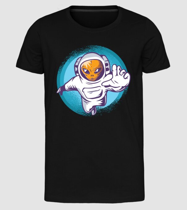 Alien Astronaut model negru pe tricou