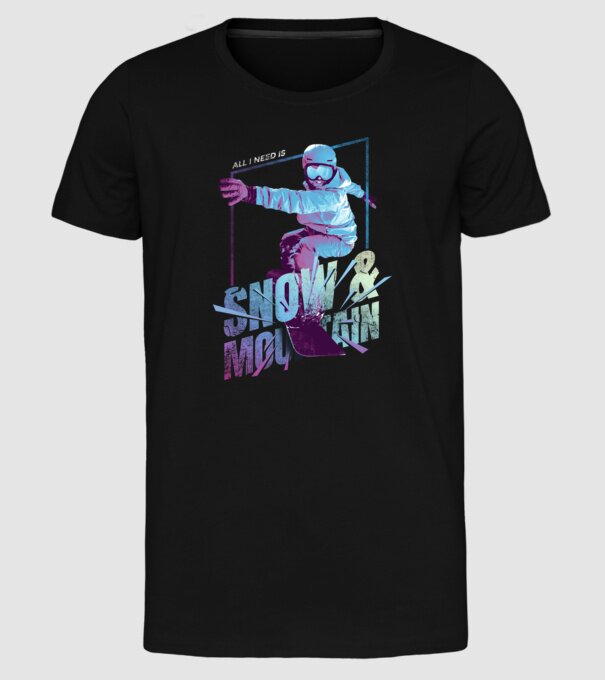 All I need is Snowboard model negru pe tricou
