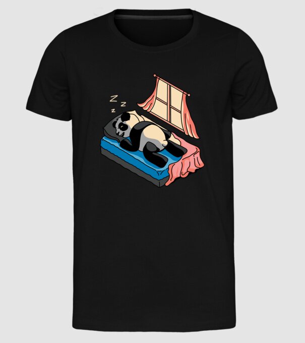 Panda dormind model negru pe tricou