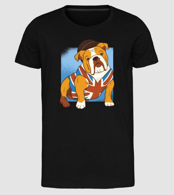 Bulldog englezesc model negru pe tricou