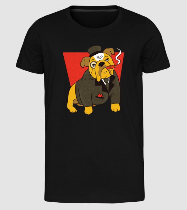 Bulldog englezesc cu trabuc model negru pe tricou