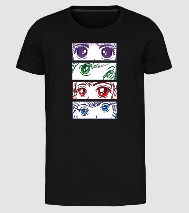Anime ochi de fată Pop Art model negru pe tricou