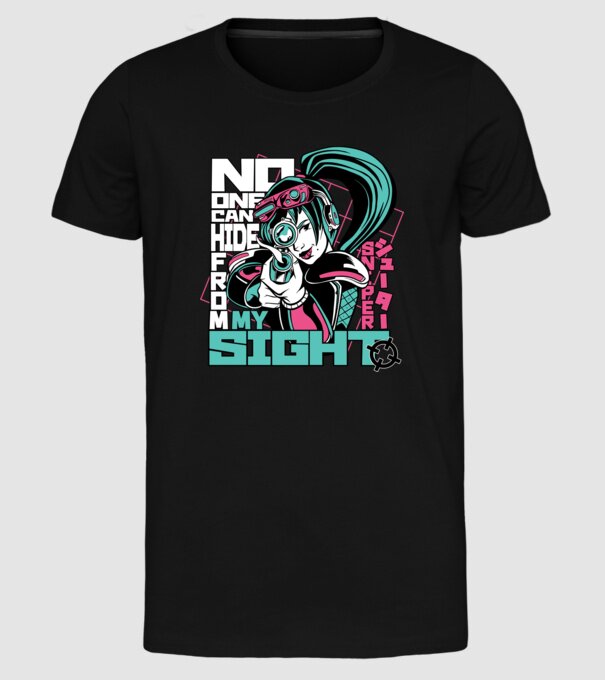 Anime Fată Lunetistă model negru pe tricou