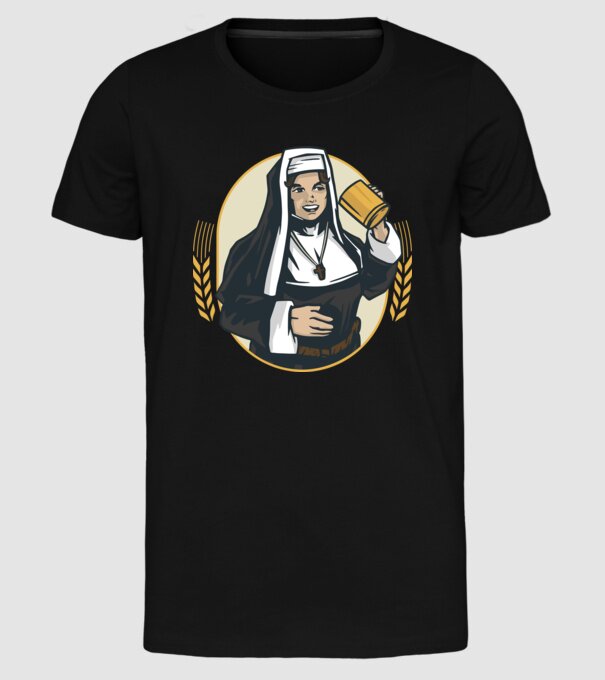 Bere Călugăriță model negru pe tricou