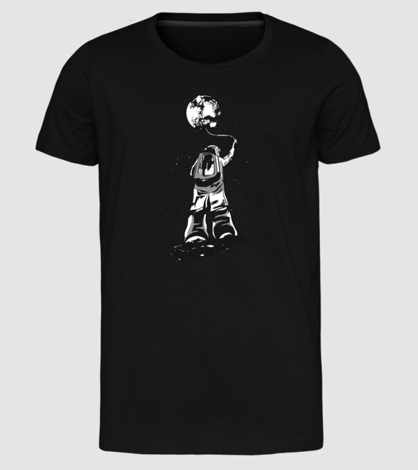 Astronaut Lună model negru pe tricou