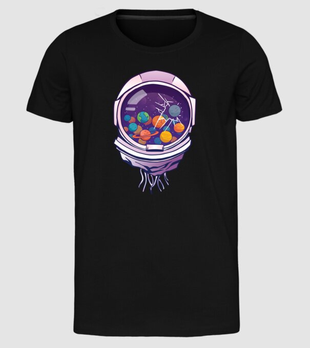Cască de astronaut model negru pe tricou