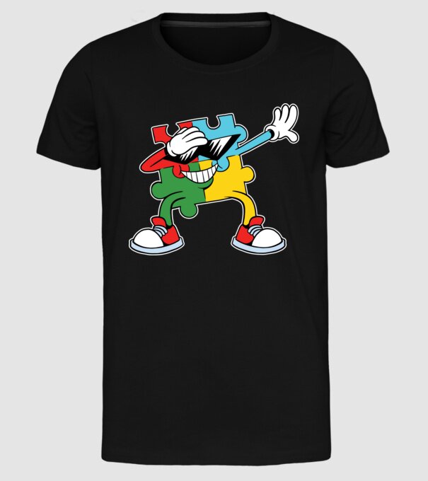 Autist DAB Puzzle model negru pe tricou