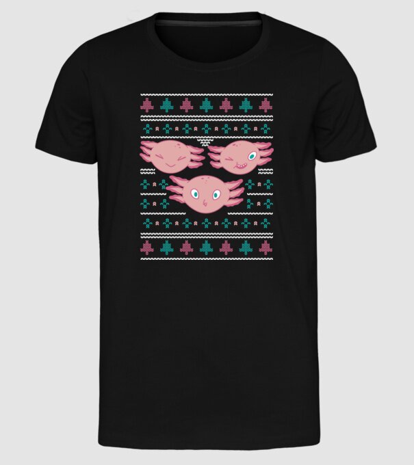 Pulover urât Axolotl model negru pe tricou