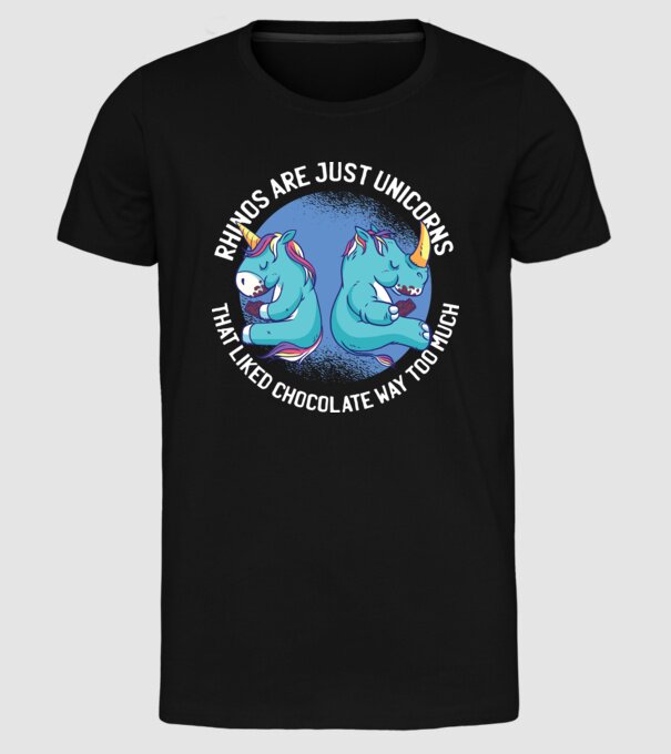 Rinocerul este, de asemenea, un unicorn model negru pe tricou