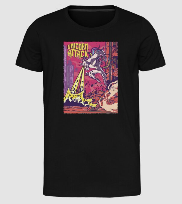 Atacul Unicornului model negru pe tricou