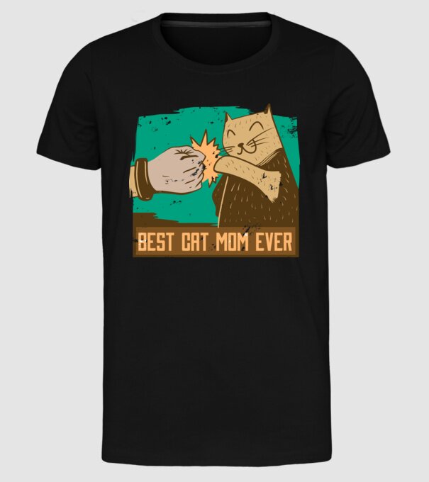 Best Cat Mom Ever - Cea mai bună mamă cu pisici model negru pe tricou
