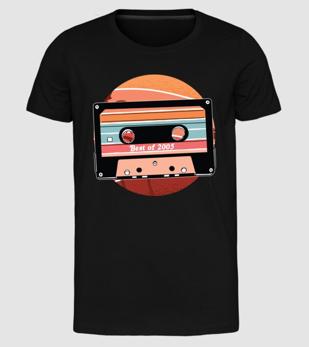 Best of 2005 retro Tape Birthday model negru pe tricou