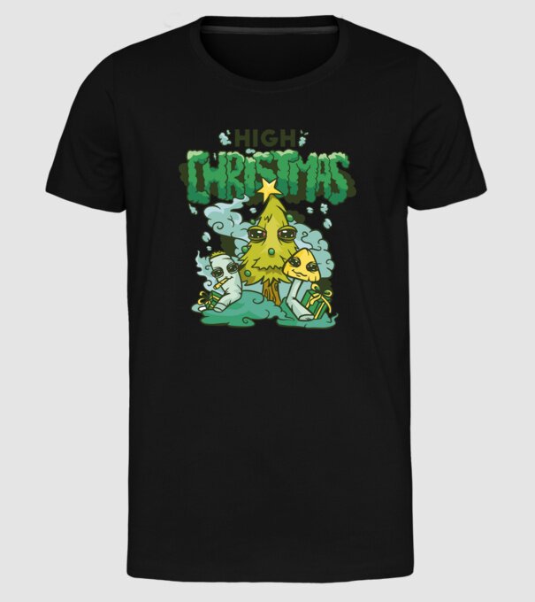 Crăciun drogat model negru pe tricou