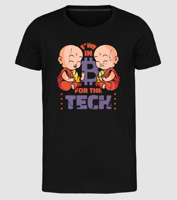 Călugări Buddha Bitcoin model negru pe tricou