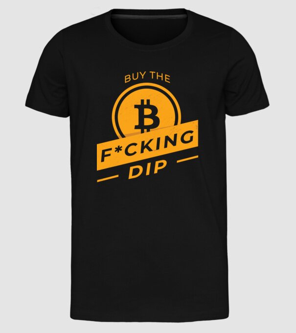 Bitcoin - Buy the fucking dip model negru pe tricou
