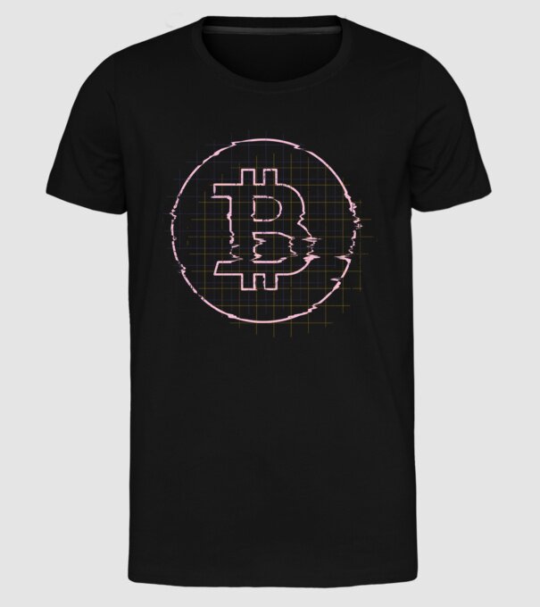 Bitcoin Glitch model negru pe tricou