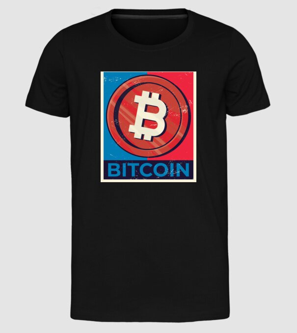Bitcoin Criptomonedă model negru pe tricou