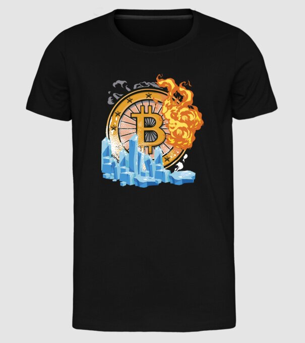 Logo Bitcoin model negru pe tricou