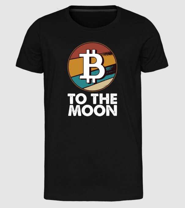 Bitcoin to the moon model negru pe tricou