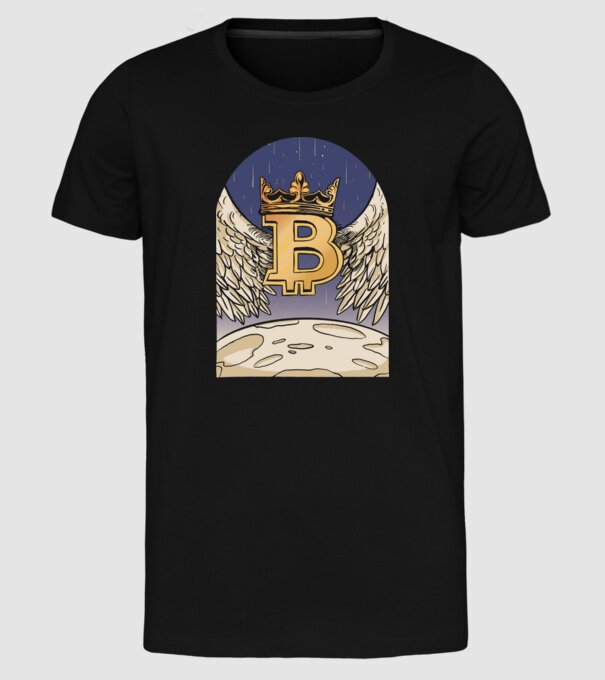 Bitcoin To The Moon Aselenizare model negru pe tricou