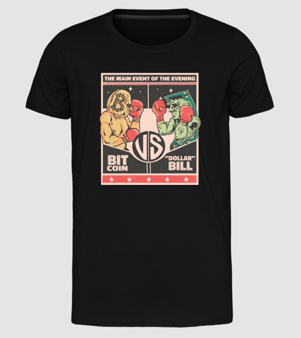 Bitcoin Vs Dolarul SUA model negru pe tricou