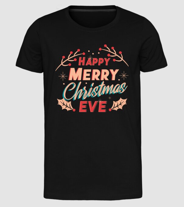 Crăciun Fericit model negru pe tricou