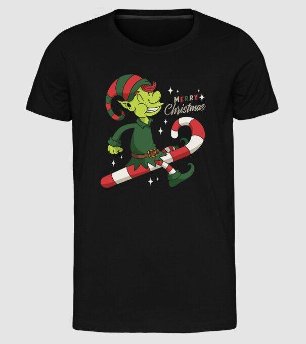 Crăciun Fericit Elf model negru pe tricou