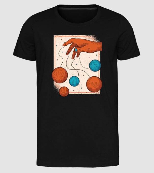 Planete model negru pe tricou