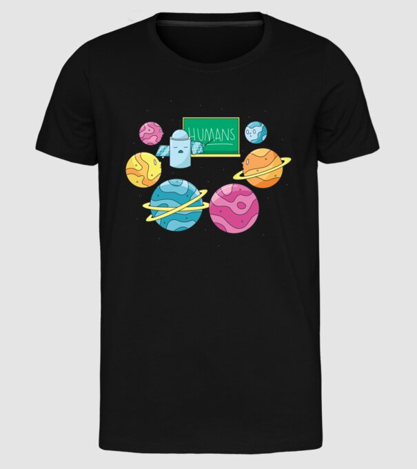 Învățarea planetelor model negru pe tricou