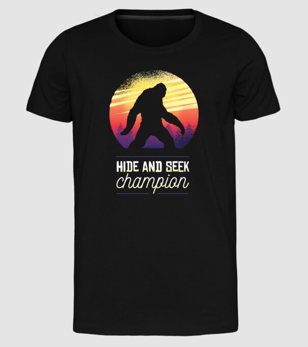 campion de-a v-ați ascunselea Yeti model negru pe tricou