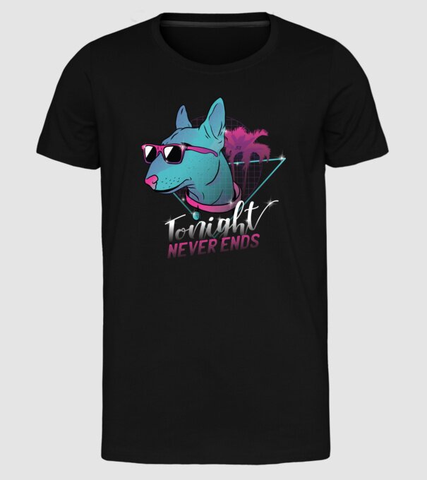 Bullterrier Neon Retro tricou amuzant model negru pe tricou