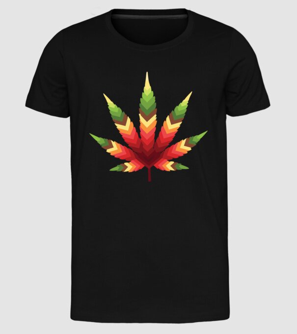 Frunză de canabis model negru pe tricou