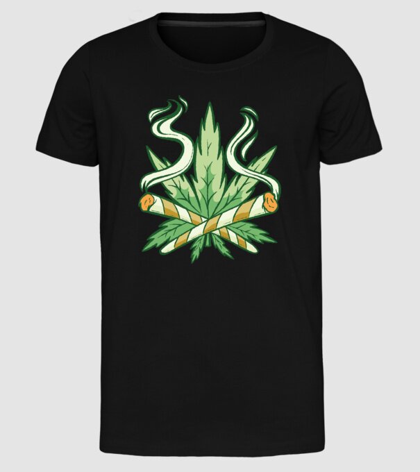 Cannabis Marijuana model negru pe tricou