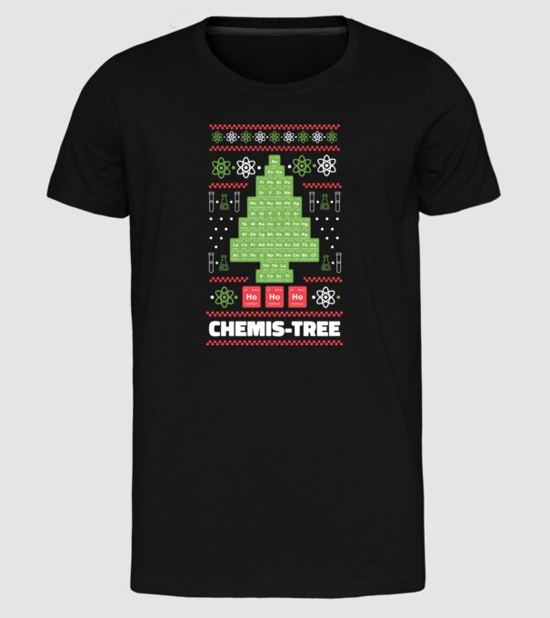 Chemis-tree pom de Crăciun model negru pe tricou